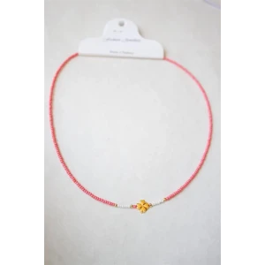 ieg™ Kum Boncuklu Yonca Kolye - Nar Çiçeği