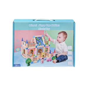 ieg™ KZL-2102102 Ahşap Mimari Yapı Blokları 128 Parça