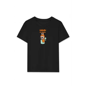 ieg™      Labubu   Baskılı T-Shirt - Siyah -