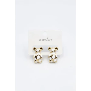 İEG Mineli Ayıcık Küpe - Beyaz