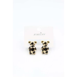 İEG Mineli Ayıcık Küpe - Siyah