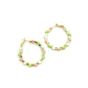 ieg™ Mineli Halka Küpe - Yeşil