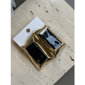 ieg™ Mineli Kıvrımlı Küpe - Siyah