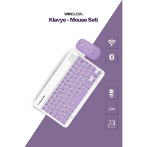 ieg™ Mor Kablosuz Klavye Ve Mouse Seti
