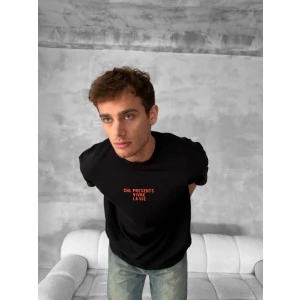 ieg™ Ön Ve Arka Baskılı Oversize Bisiklet Yaka T-shirt- Siyah