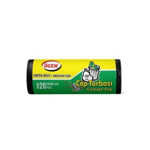 ieg™ Orta Boy Çöp Torbası 55 x 60 cm 20 Li Rulo x 5 Paket = 100 Adet (Siyah)