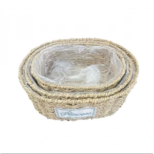 ieg™ Oval Doğal Hasır Saksı Seti  3lü