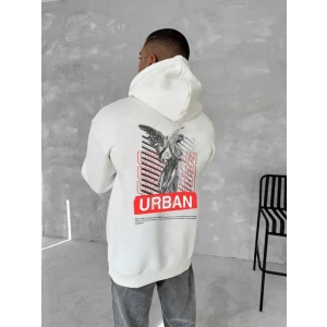 ieg™ Oversize Üç İplik Kapüşonlu SweatShirt - Beyaz