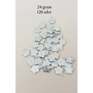 İEG Oya Abiye Bileklik Kolye Pleksi Metalik Plastik Pul Gümüş Renk 24 gram 120 adet - BNC584