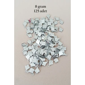 İEG Oya Abiye Bileklik Kolye Pleksi Metalik Plastik Pul Gümüş Renk 8 gram 125 adet - BNC527