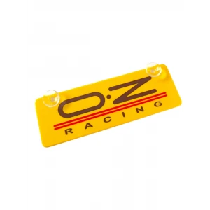 O.Z Racing Sarı Dekor Plaka Vantuzlu Cam Süsü 22x7.5cm