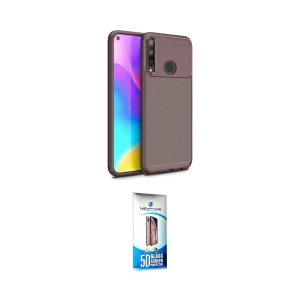 ieg™ P40 Lite E Kılıf Eksen Form Prime - Siyah 5D Eko Cam Ekran Koruyucu