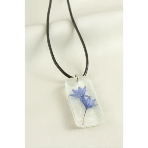 ieg™ Peygamber Çiçeği Simli Dikdörtgen Epoksi Kolye