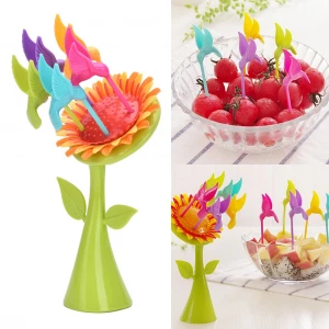 ieg™ Plastik Meyve Çatal Ayçiçeği 5 Kuşlar Çatal Set