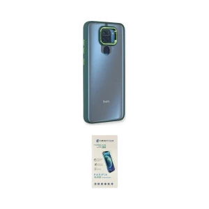 ieg™ Redmi Note 9 Kılıf Eksen Doku Prime - Şeffaf Pasifik Cam Ekran Koruyucu
