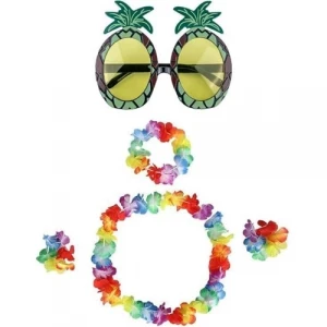 ieg™ Renkli Ananas Gözlük, Taç, Kolye ve Bileklik Seti