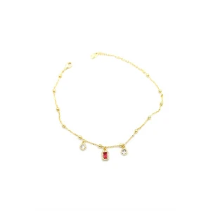 ieg™ Renkli Taşlı Halhal - Kırmızı