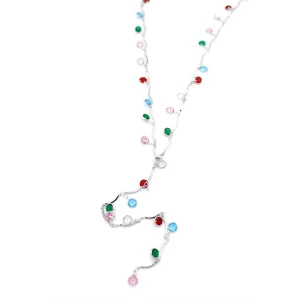 İEG Renkli Taşlı Y Kolye - Gümüş