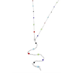 İEG Renkli Taşlı Y Kolye - Gümüş