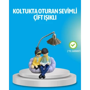 ieg™ Romantik Çift Figürlü Okuyan Çift Masa Lambası Dekoratif LED Aydınlatma