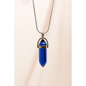 İEG Safir Doğal Taşı Zincirli El Yapımı Tasarımlı Kolye Uç: 3,5 cm Zincir: 20 cm Kutulu