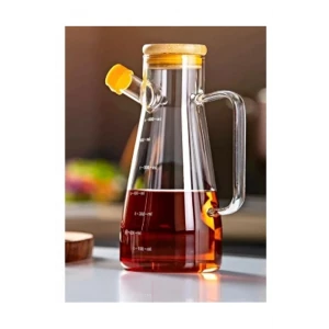 ieg™ Salkım 900 Ml Bambu Kapaklı Cam Yağdanlık -CLKN-1800
