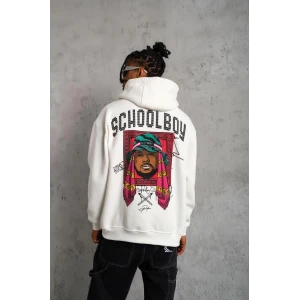 ieg™      SCHOOL BOY Baskılı Kapüşonlu Sweat - Beyaz -