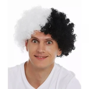 ieg™ Siyah Beyaz Kıvırcık Afro Bonus Taraftar Peruğu
