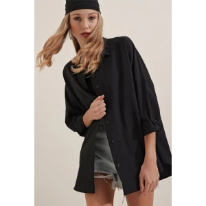 ieg™ Siyah Oversize Uzun Basic Gömlek 3900