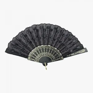 ieg™ Siyah Plastik Pullu Kumaş Yelpaze 12li