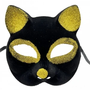 ieg™ Siyah Renk Gold Simli Kedi Maskesi