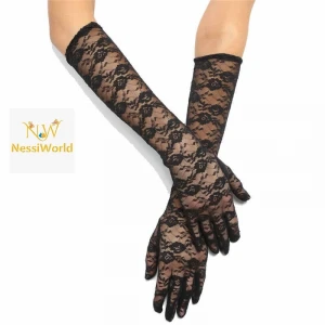 ieg™ Siyah Renk Orta Boy Dantelli Eldiven Uzun Model