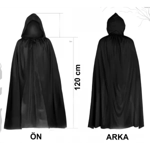 ieg™ Siyah Uzun Pelerin 120 cm Kapüşonlu