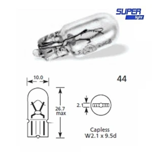 Super Light T10 Dipsiz Halojen Park Ampulü 12v 2li