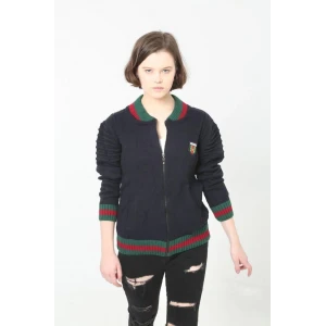 ieg™      Tam Fermuarlı Triko Hırka - Lacivert -