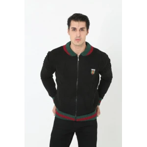 ieg™      Tam Fermuarlı Triko Hırka - Siyah -