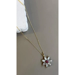 ieg™ Taşlı Çiçek Kolye - Altın