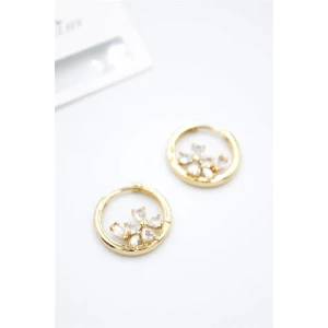 İEG Taşlı Çiçek Küpe - Altın