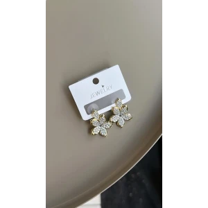 İEG® Taşlı Çiçek Küpe - Altın