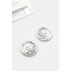 İEG Taşlı Çiçek Küpe - Gümüş