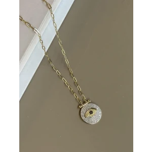 İEG® Taşlı Göz Kolye - Altın