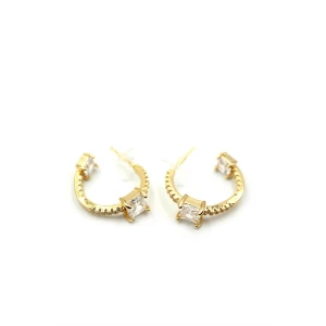 İEG Taşlı Halka Küpe - Altın