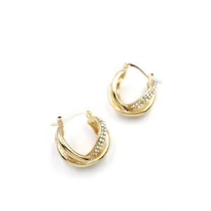 İEG Taşlı Halka Küpe - Altın