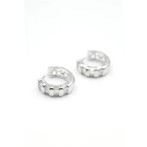 İEG Taşlı Halka Küpe - Gümüş