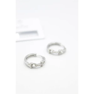 İEG Taşlı Halka Küpe - Gümüş