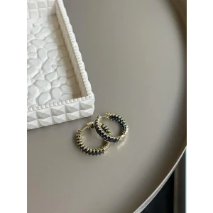 İEG® Taşlı Halka Küpe - Lacivert