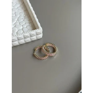 İEG® Taşlı Halka Küpe - Pembe