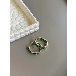 İEG® Taşlı Halka Küpe - Yeşil