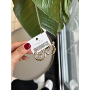 İEG® Taşlı Hilal Küpe - Altın