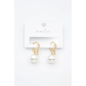 İEG Taşlı İnci Küpe - Altın